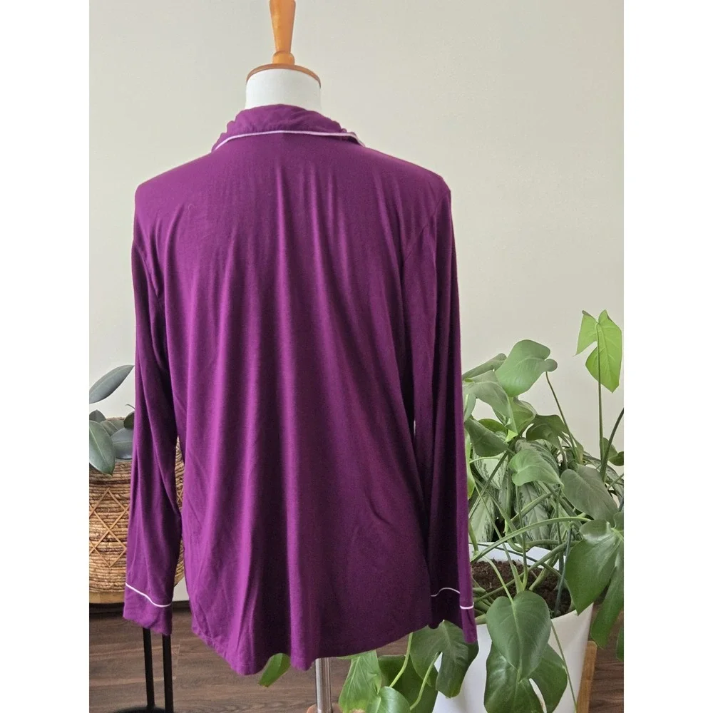 Eberjey TENCEL Modal Long‎ Sleeve Pajama Top Purple Mauve Size Small Cozy Lounge